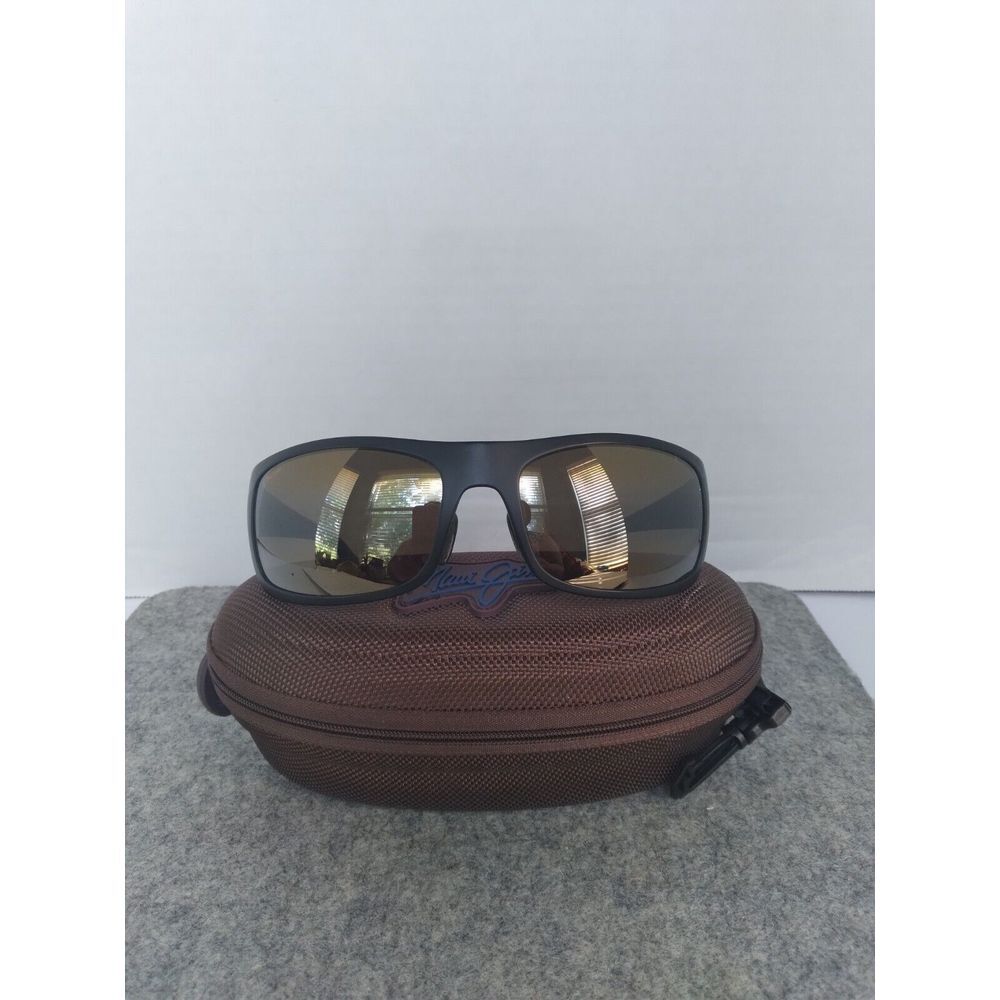 Maui Jim Sport Sunglasses with Protective Case - Matte Black Frame Mirror Lenses